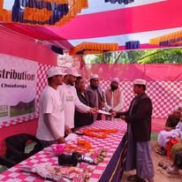 Food distribution event banner in Chuadanga