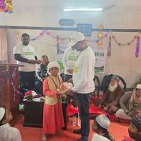 Volunteers at an indoor distribution event